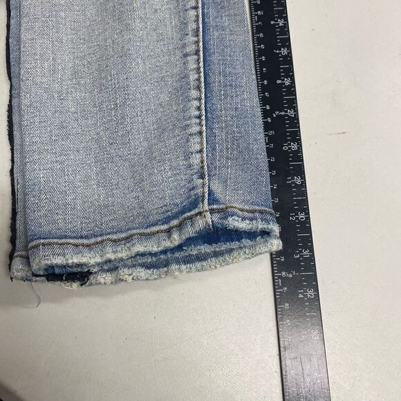 PREME Men’s Denim Moto Blue Side Stripe Distressed Destroyed Jeans Size 34X33 - Picture 7 of 11